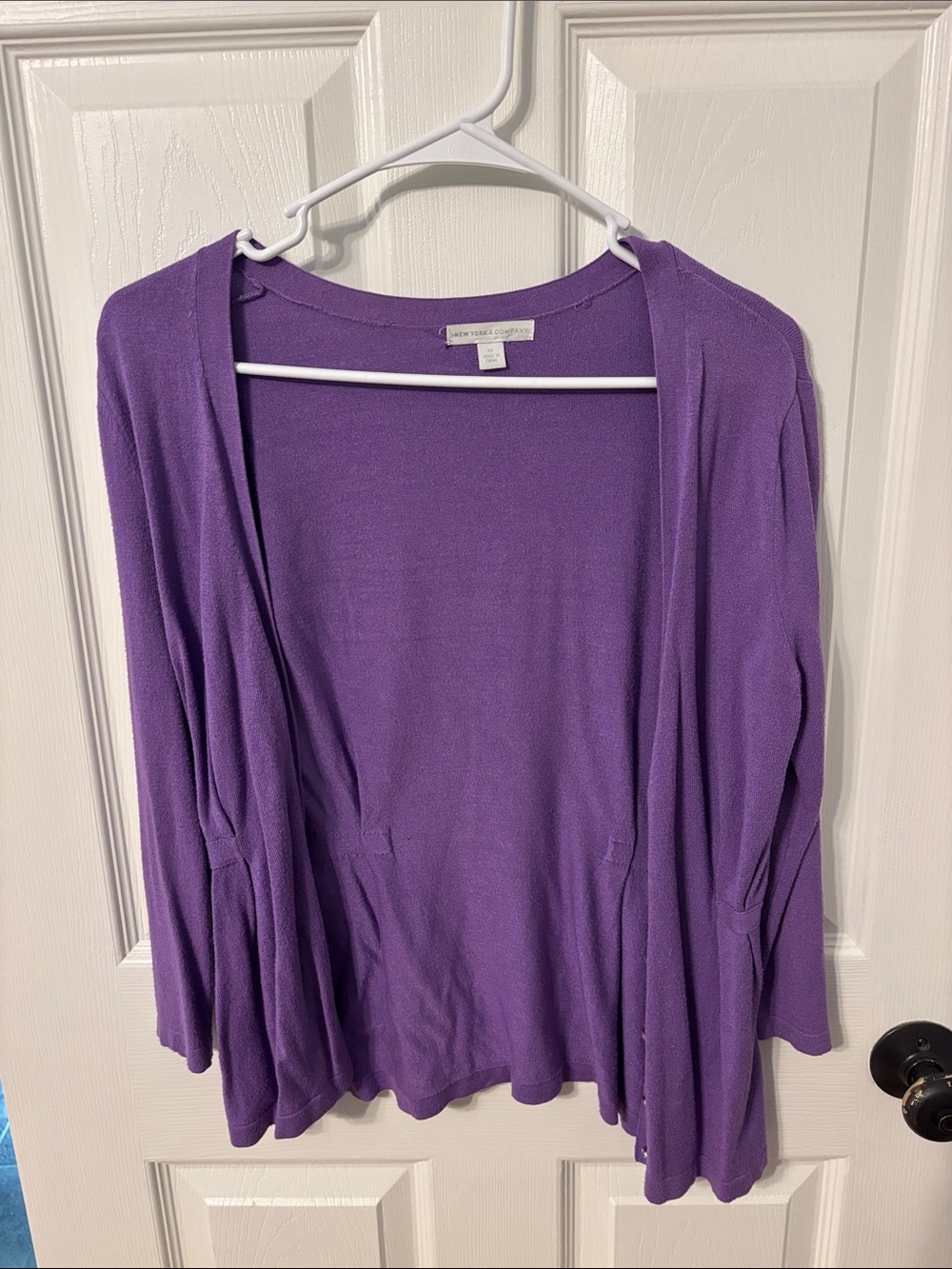 New York & Company Purple Open-Front Cardigan